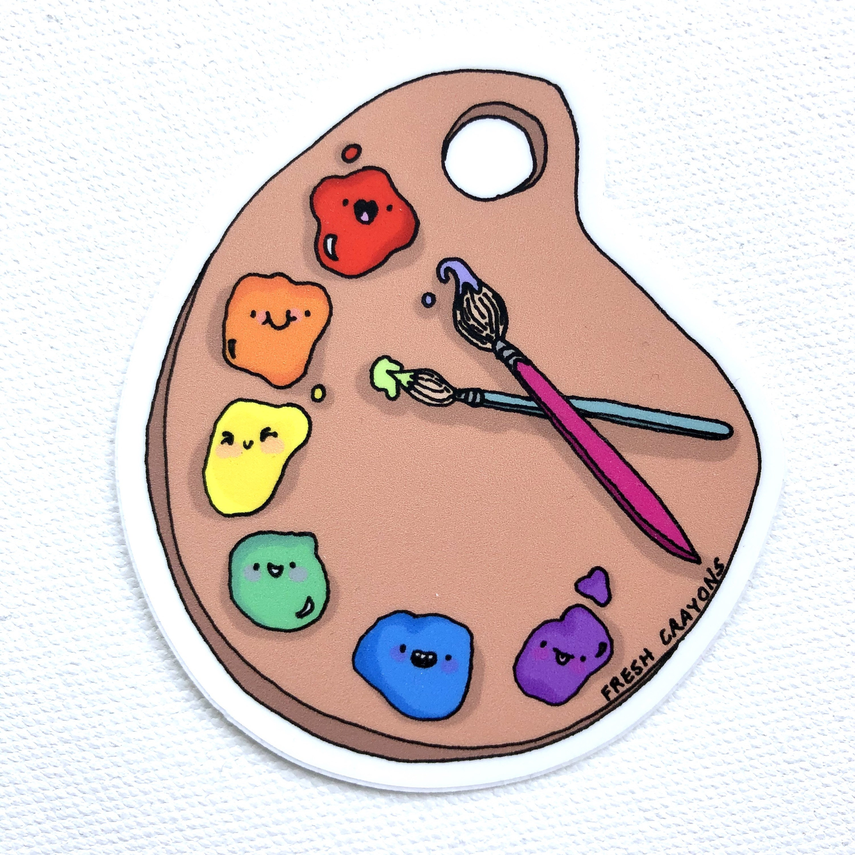 Paint Palette Sticker/ paint rainbow vinyl sticker Etsy