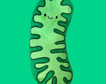 GREEN Mitochondria Pillow: XL science plushie, biology toy gift plush