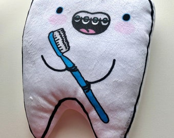 Braces happy TOOTH plushy, dentist orthodontist hygienist