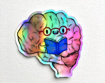 Holographic Brain vinyl sticker anatomy: brainiac sticker psychology neurology