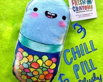 Rainbow Chill Pill Plush: Handmade Kawaii Stress Relief Toy