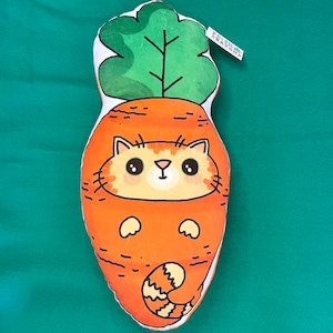 Carrot Cat Plushy: Orange Tabby Cat Pillow