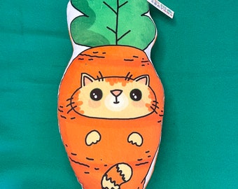 Carrot Cat Plushy: Orange Tabby Cat Pillow