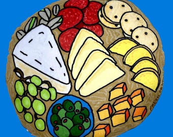 Charcuterie Cheese Board Plush Pillow: Handmade Foodie Gift