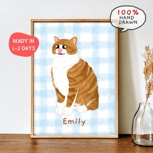 Badly Drawn Cat Portrait, Custom Pet Portrait from Photo, Personalized Funny Cat Drawing, Pet Wall Art, Gift for Her, Gift for Dad