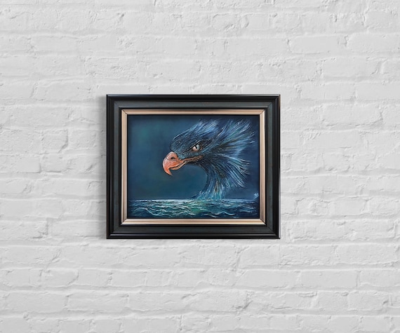 The Guardian 11x14 Original handmade abstract painting, textured oil on canvas, framed, mixed media