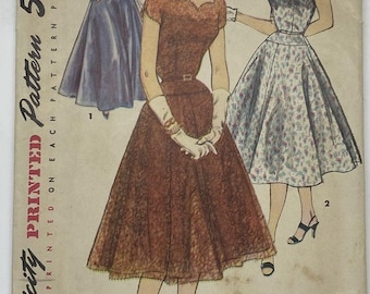 Patrón de vestido de falda amplia estilo años 50 - Sin cortar, talla 14
