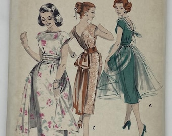 1950s Butterick Sheath Dress Sewing Pattern – Cocktail Overskirt Style (Size 12)