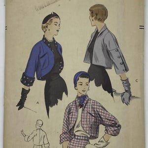 Vintage Vogue Pattern - 1950s Bolero Jackets - Size 14 - Uncut/Factory-Folded