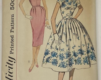 Patrón de costura para vestido vintage de los años 50 - Falda plisada, acampanada o recta - Talla 12