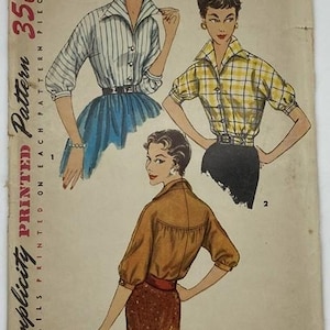 Vintage Simplicity 1950s Shirt Pattern - Size 12