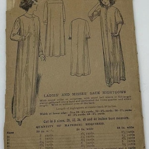 Very Rare Vintage Edwardian Nightgown Pattern - Bust 36
