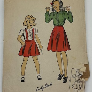 Vintage-Muster - 50er Jahre Bluse und Rock für kleine Mädchen - Grösse 6
