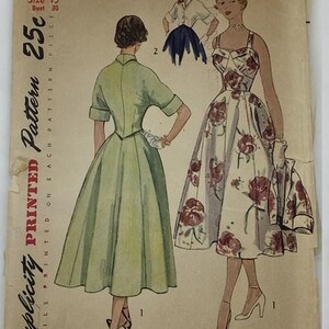 Vintage 1950s Dress and Jacket Pattern - Size 15