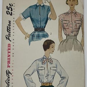 Vintage 1950s Blouse Pattern - Size 14