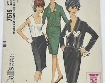 Modello vintage per tailleur gonna anni '60 - Gonna, giacca e top - Taglia 16