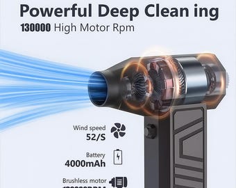 130000 RPM Mini Air Duster | Cordless Rechargeable Blower