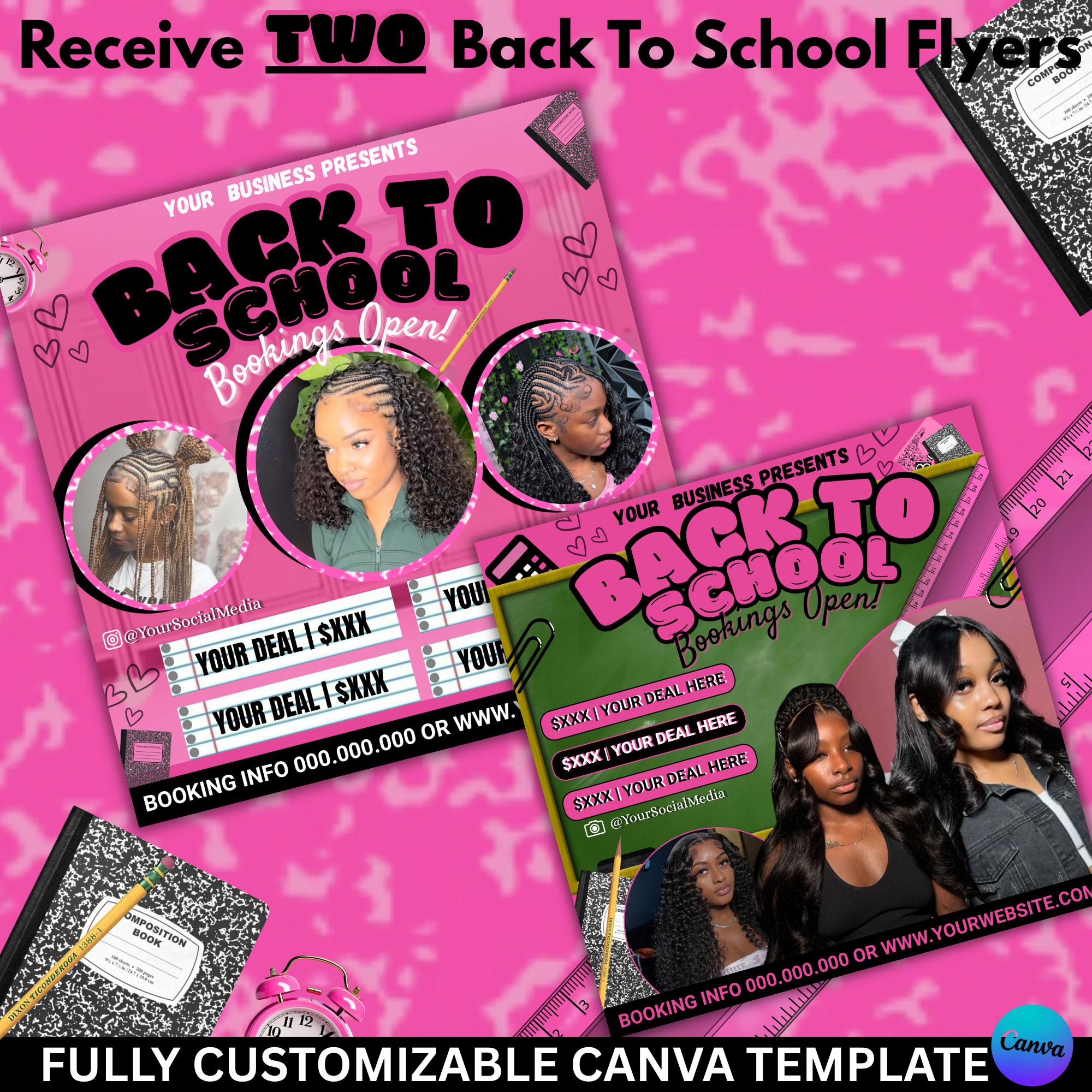 Back To School Flyer, Back To School Sale Flyer, July Booking Flyer, Summer Hair Booking Flyer, Back 2 School Flyer, Canva Editable