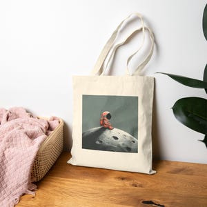 Bolsa de lona de algodón con inspiración astronauta, bolsa de compras ecológica, regalo para amantes del espacio, bolsa de viaje, bolsa de lona única
