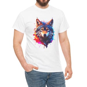 Colorful Wolf Graphic Tee, Unisex Cotton T-Shirt, Nature Lover Gift, Animal Prints, Festival Fashion, Eco-Friendly Apparel
