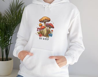 Whimsical Mushroom Graphic Hoodie – Unisex Fall Sweatshirt