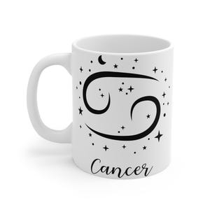 Cancer Zodiac Mug - 11oz Astrology Coffee Cup with Stars