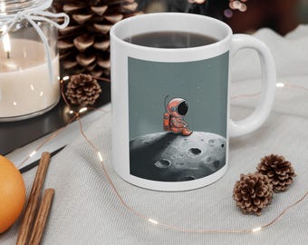 Space Astronaut Ceramic Coffee Mug, Galaxy Lover Gift