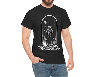 Astronaut Abenteuer im Weltraum Unisex aus schwerer Baumwolle T-Shirt