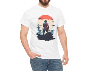 Samurai Silhouette Graphic Tee, Retro Japanese Art T-Shirt