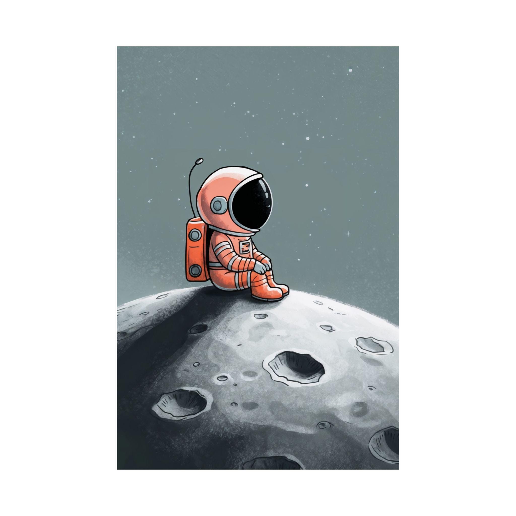 Astronaut Moon Giclée Print, Space Bedroom Wall Art - Etsy