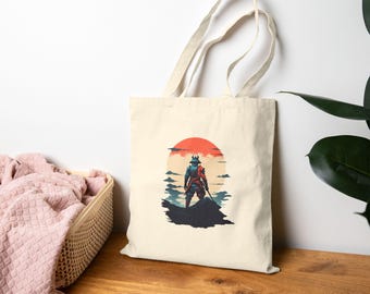 Samurai Art Tote Bag – Eco-Friendly Cotton Canvas