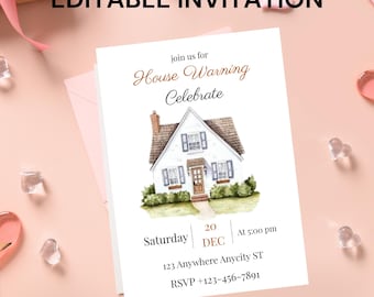Editable Housewarming Invitation, Housewarming Party Invite, Modern Minimalistic, Home Sweet Home, New Home Card, Printable Template