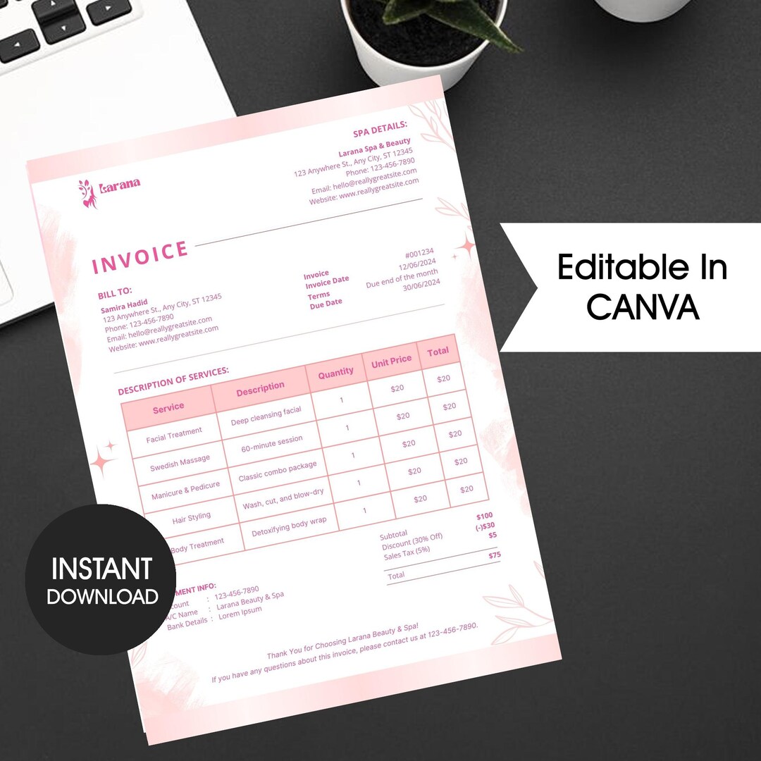 Editable Invoice Template: Modern Small Business Order Form (canva ...