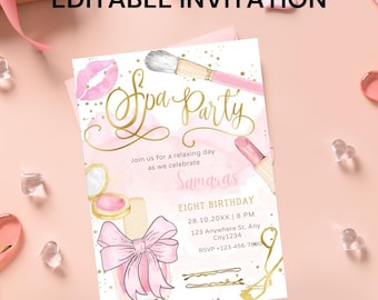 Spa Party Invitation: Editable Canva Template