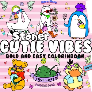 Vibras de Fumeta: Dibujos para colorear de Fumetas para Adultos, Atrevidos y Fáciles, con 40 Diseños Imprimibles en PDF, Monísimos y Alucinantes, para Chicas Amantes de la Marihuana.