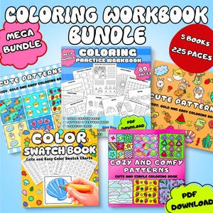Bundle-Übungs-Malbuch, 225 Seiten Digitale PDF-Arbeitsblätter zum Färben von Mustern, Texturen mischen und schattieren