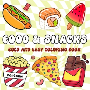 Food & Drinks Coloring Books, Bold and Easy Coloring Pages for Kids and Adults, Instant Digital Download, Printable PDF Sheets