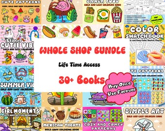 Whole Shop-bundel kleurboek, kleurplaten voor volwassenen, direct downloaden, bundel leuke kleurboeken, digitale kleurplaten