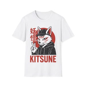 Kitsune Graphic Tee, Japanese Fox Shirt, Unisex Softstyle T-Shirt, Cool Animal Top, Mythical Creature Apparel