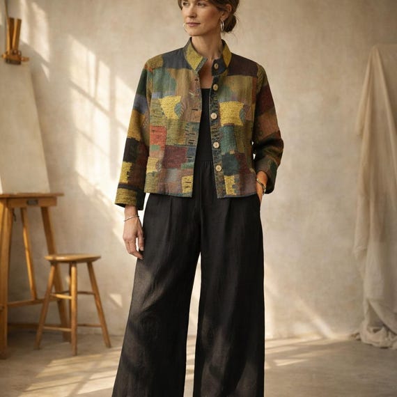 Vintage Bets by Canvasbacks Patchwork Tapestry Ja… - image 1