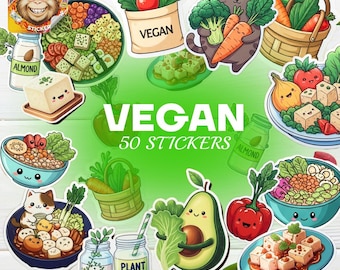 Vegan Sticker Pack – 50 Plant-Based Food Stickers