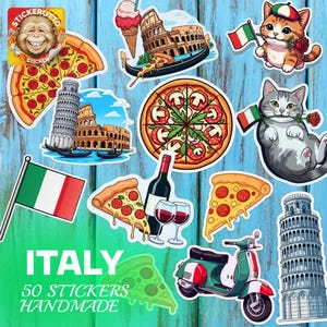 Paquete de pegatinas de Italia: 50 pegatinas holográficas y de vinilo de la cultura italiana