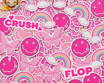 Pink Vinyl Stickers – Princess, Hearts, Butterflies