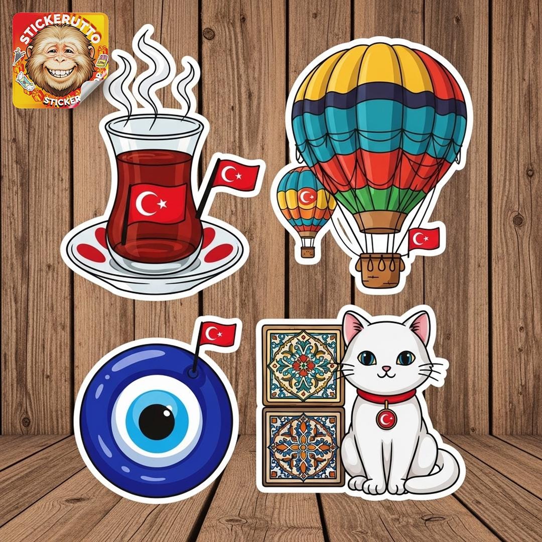 Turkey Sticker Pack – Glossy & Holographic Turkish Culture Stickers - Etsy