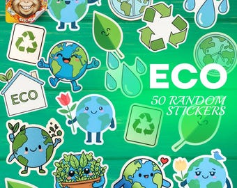 Eco-Friendly Sticker Pack – 50 Waterproof Earth and Nature Vinyl Stickers