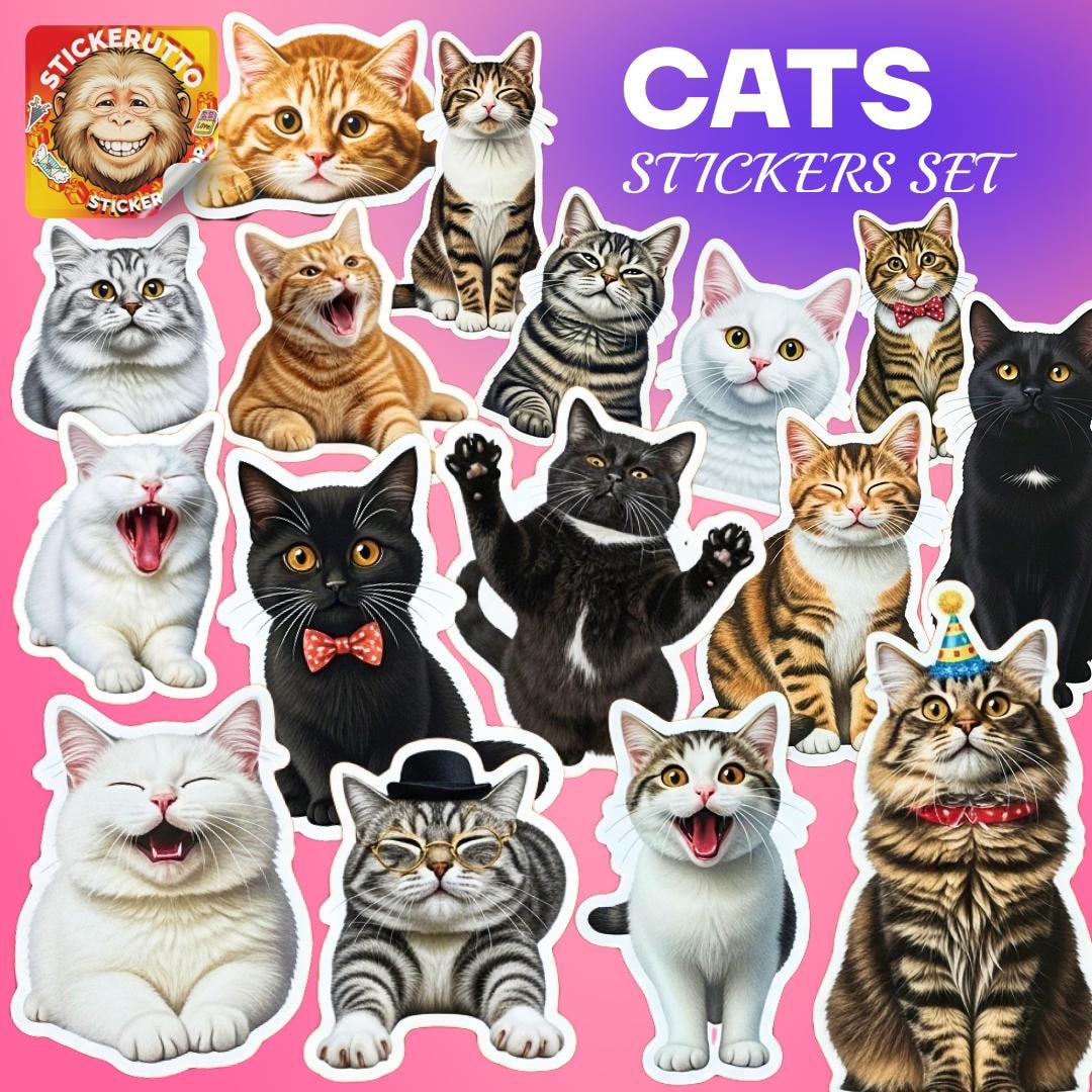 Cat But Sticker Cat Meme Sticker Pack – Vinyl and Holographic Stickers for Cat Lovers ...