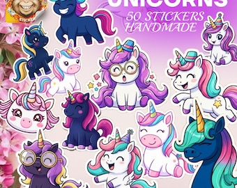 Kawaii Unicorn Stickers Pack: Waterproof Vinyl Decals for Laptop, Scrapbook