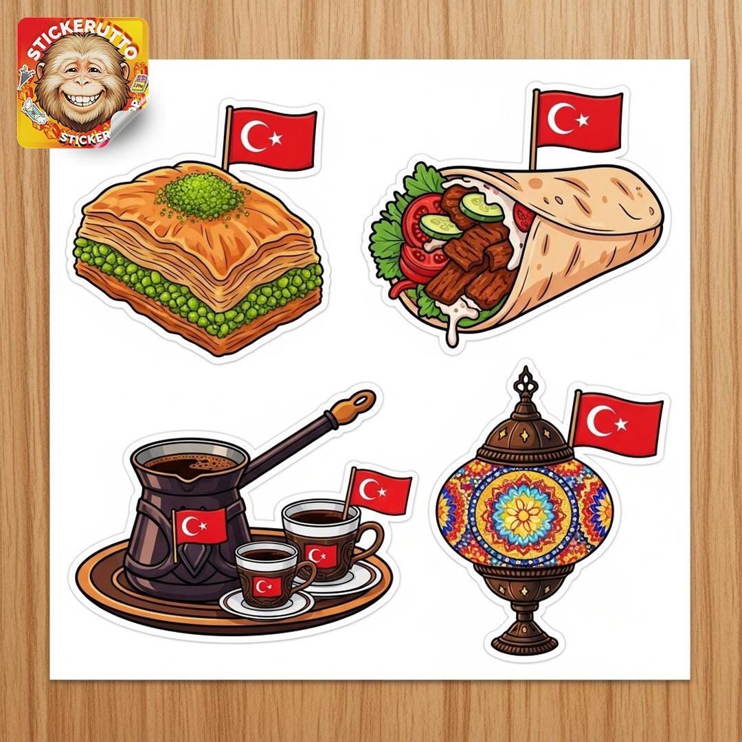 Turkey Sticker Pack – Glossy & Holographic Turkish Culture Stickers - Etsy