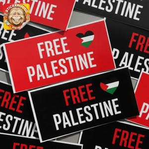 Free Palestine Stickers Pack – 50 Square Pro-Palestine Decals (10 Holographic + 40 Vinyl) – Activist Sticker Set for Laptop & More