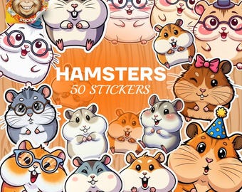 Hamsterstickers – waterdichte dierenvinylstickers, 50 stuks